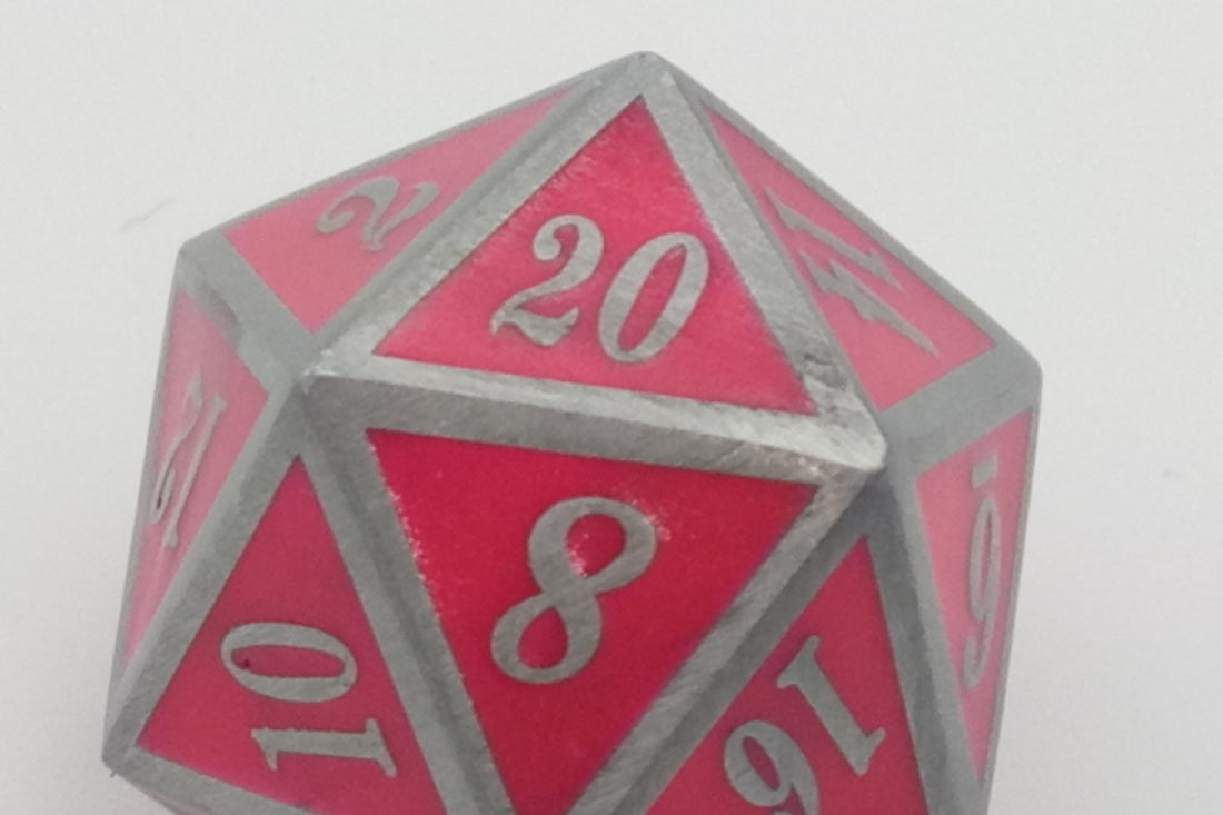 Glow in the Dark Metal Dice Set- red