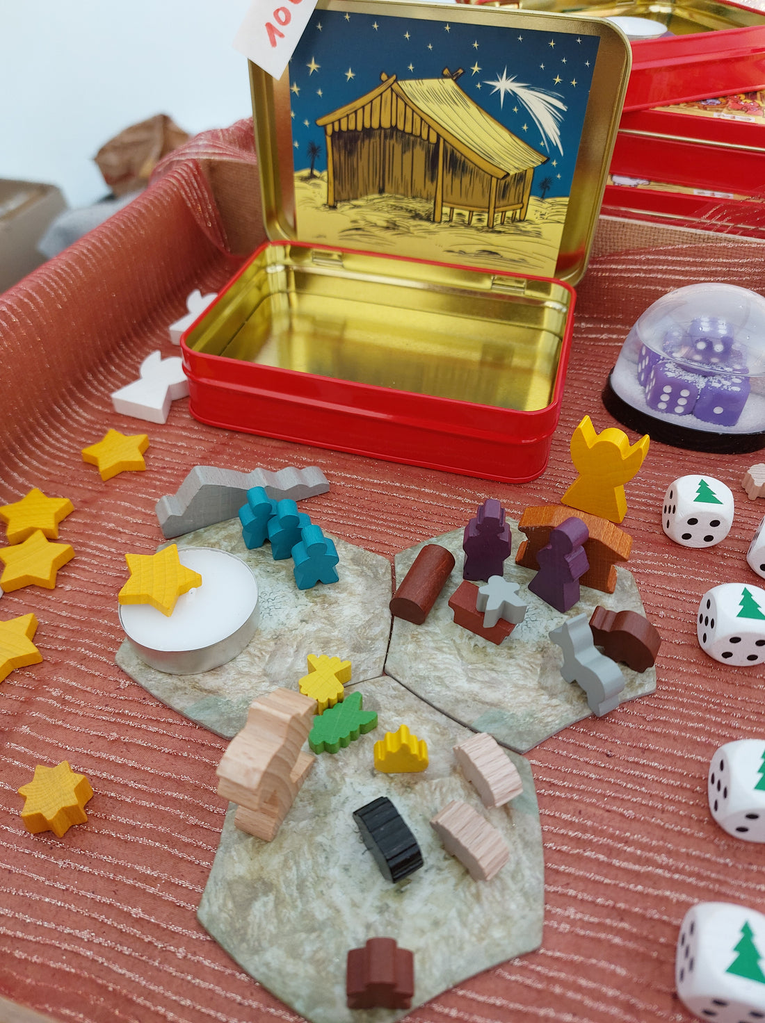 Krippe mit Meeples - Metalldose