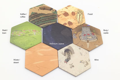 landscape counters hexagonal small