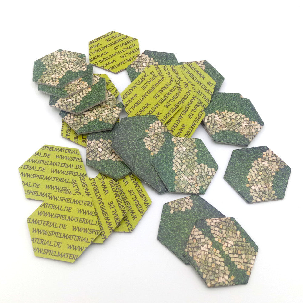 Landschaftsfelder hexagonal mit Wegen