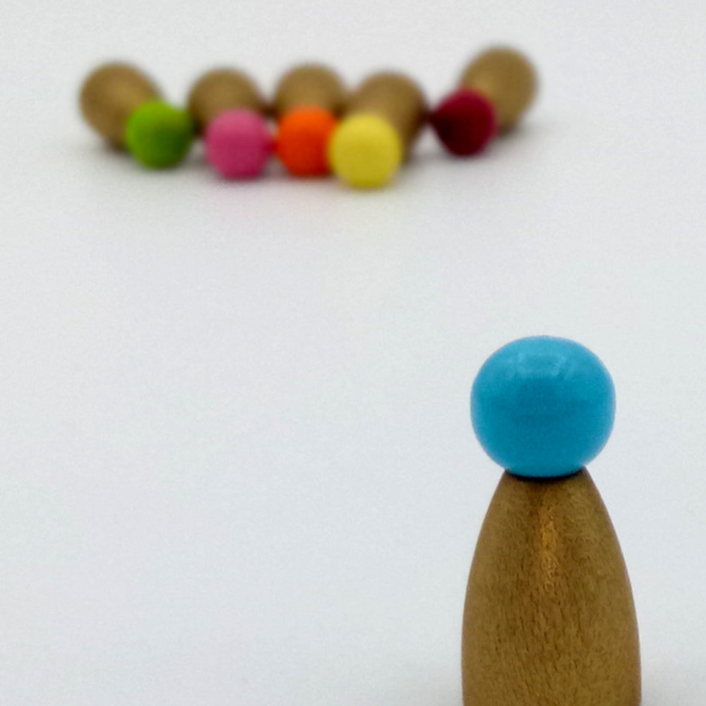 Set goldene Pöppel Kegel - 6 Stück in 6 Farben (Kopf)