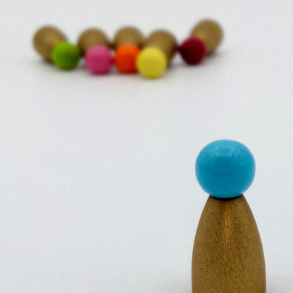 Set goldene Pöppel Kegel - 6 Stück in 6 Farben (Kopf)
