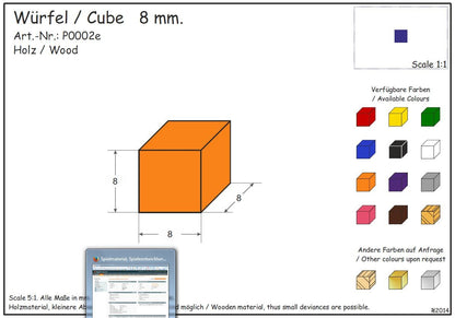 Wooden cube 8 mm