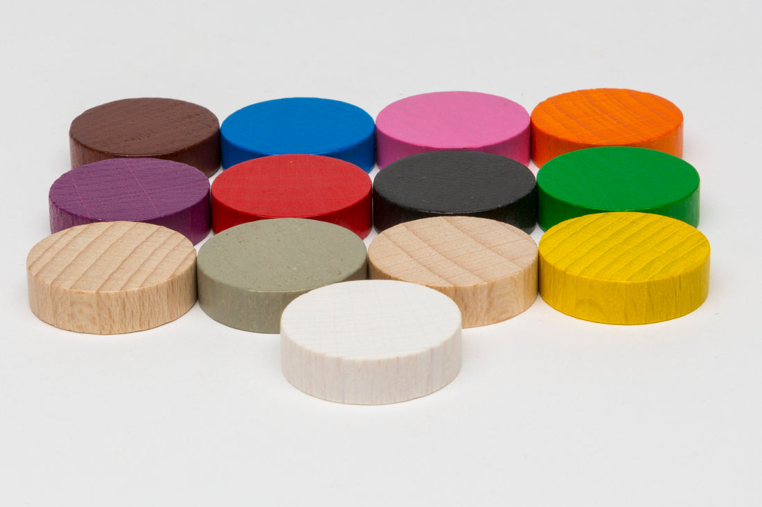 1.100 Holzscheiben in rot 25x6 mm