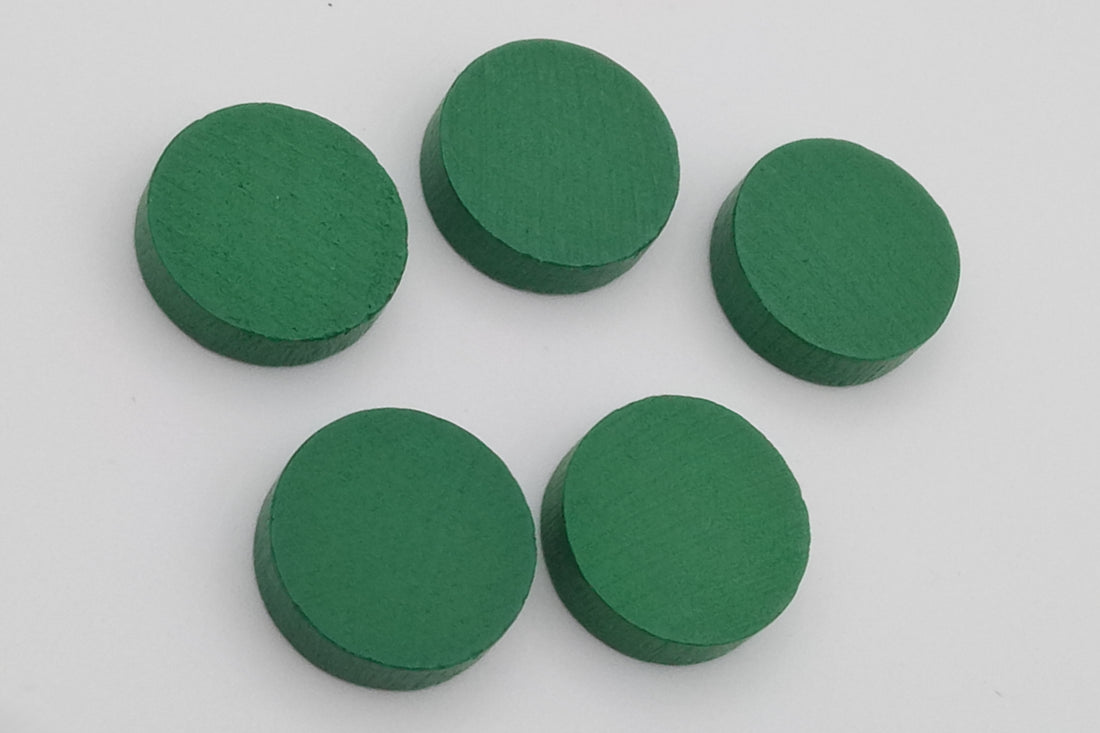 Set Holzscheiben 15 x 4 mm Grün