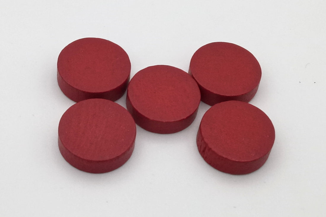 Set Holzscheiben 15 x 4 mm - Rot