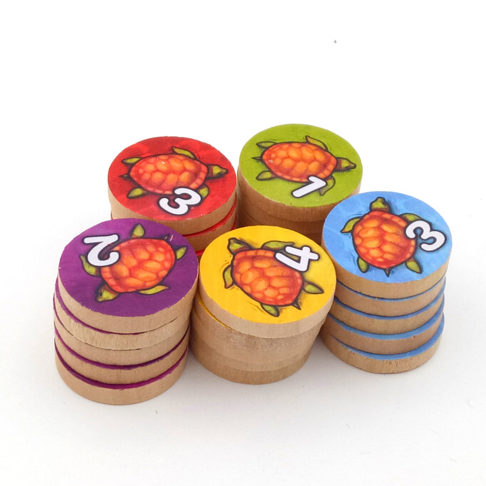 Wooden discs with value 1-5 TURTLE