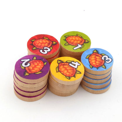 Wooden discs with value 1-5 TURTLE