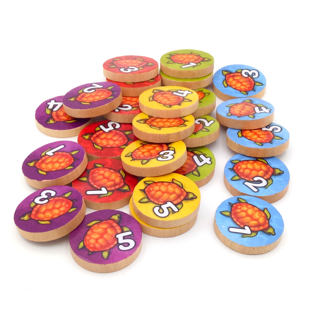 Wooden discs with value 1-5 TURTLE