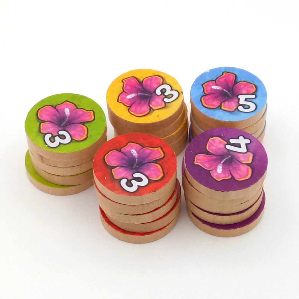 Wooden discs with value 1-5 FLOWER