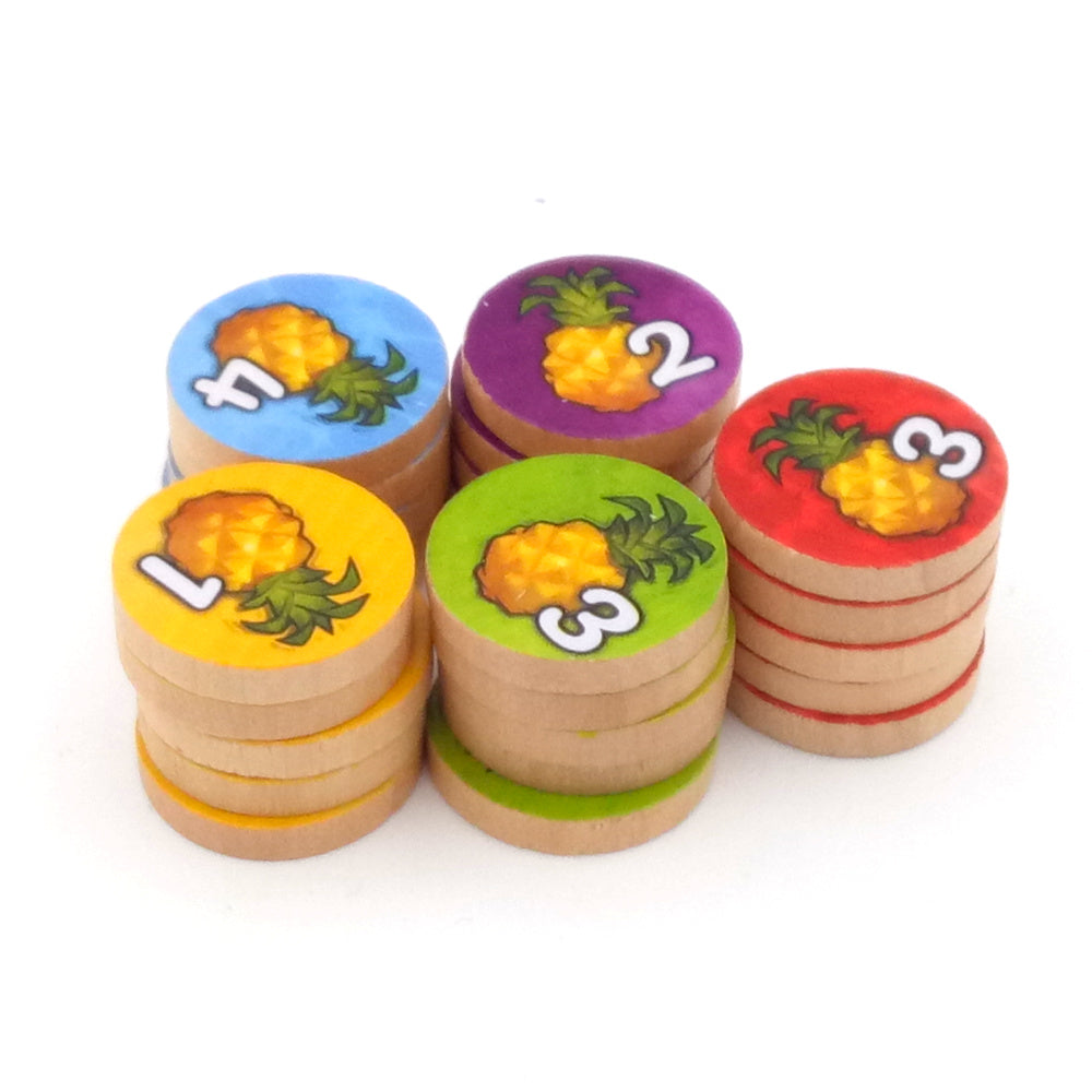 Wooden discs with value 1-5 PINEAPPLE
