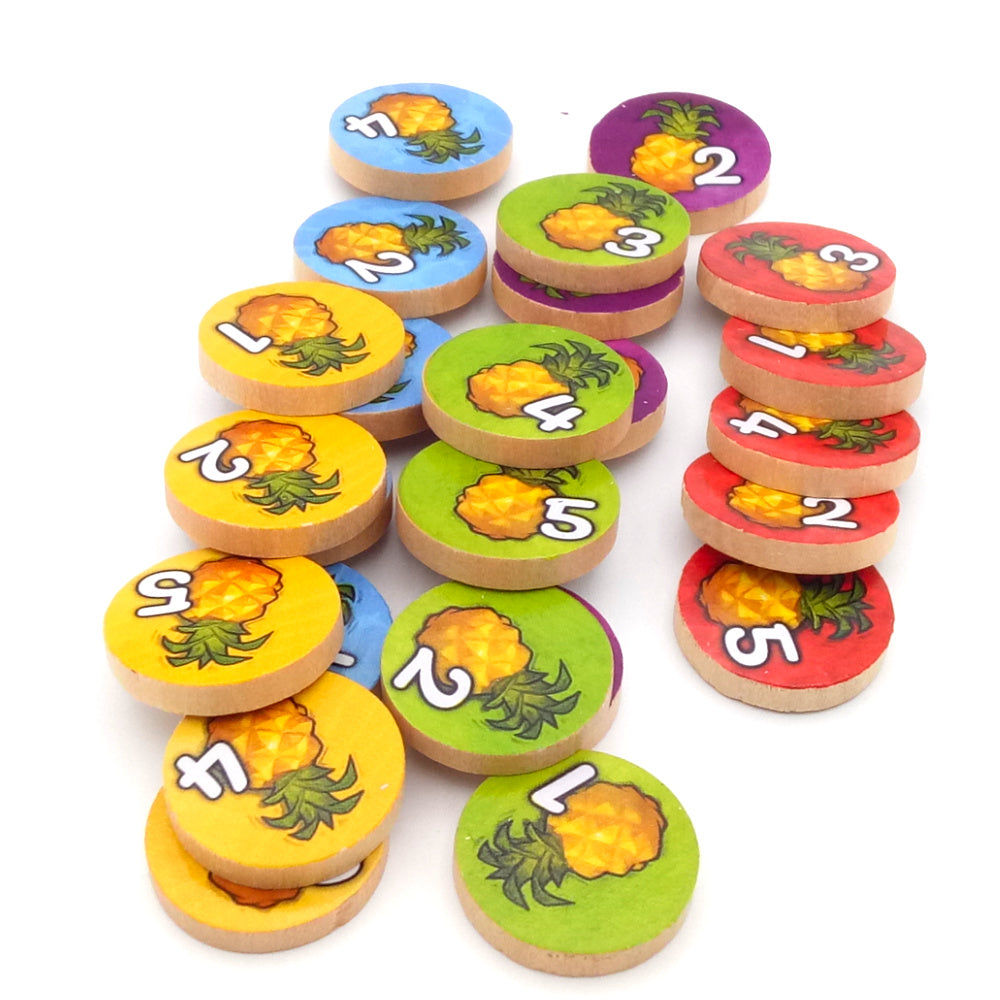Wooden discs with value 1-5 PINEAPPLE