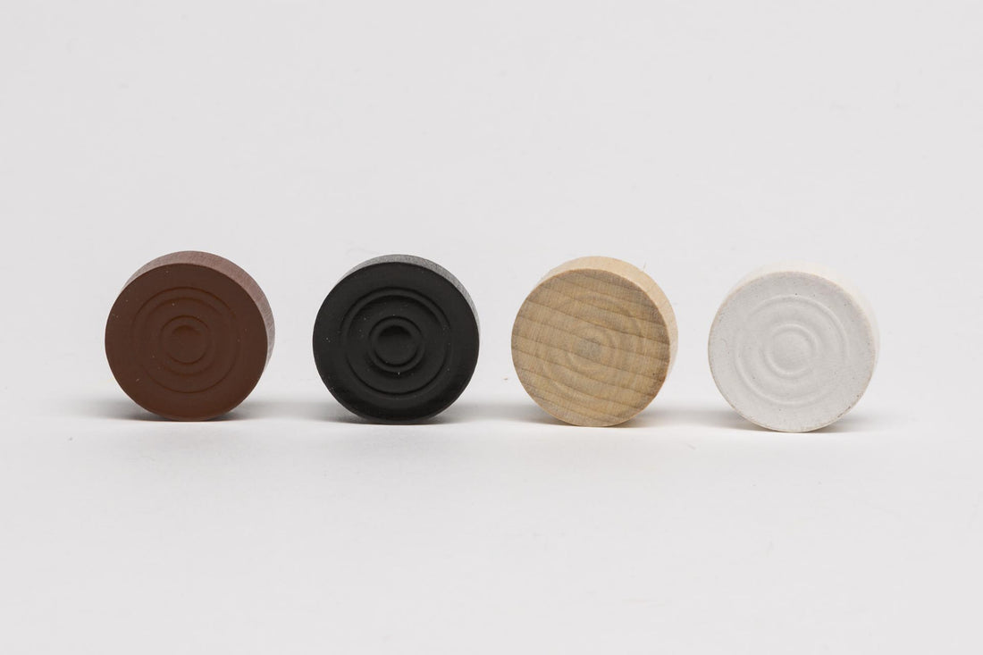 Wooden discs 23 x 7 mm - Backgammon, Checkers with imprint-white