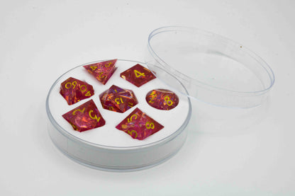 Dice set Sharp Edged Dice-Red transparent