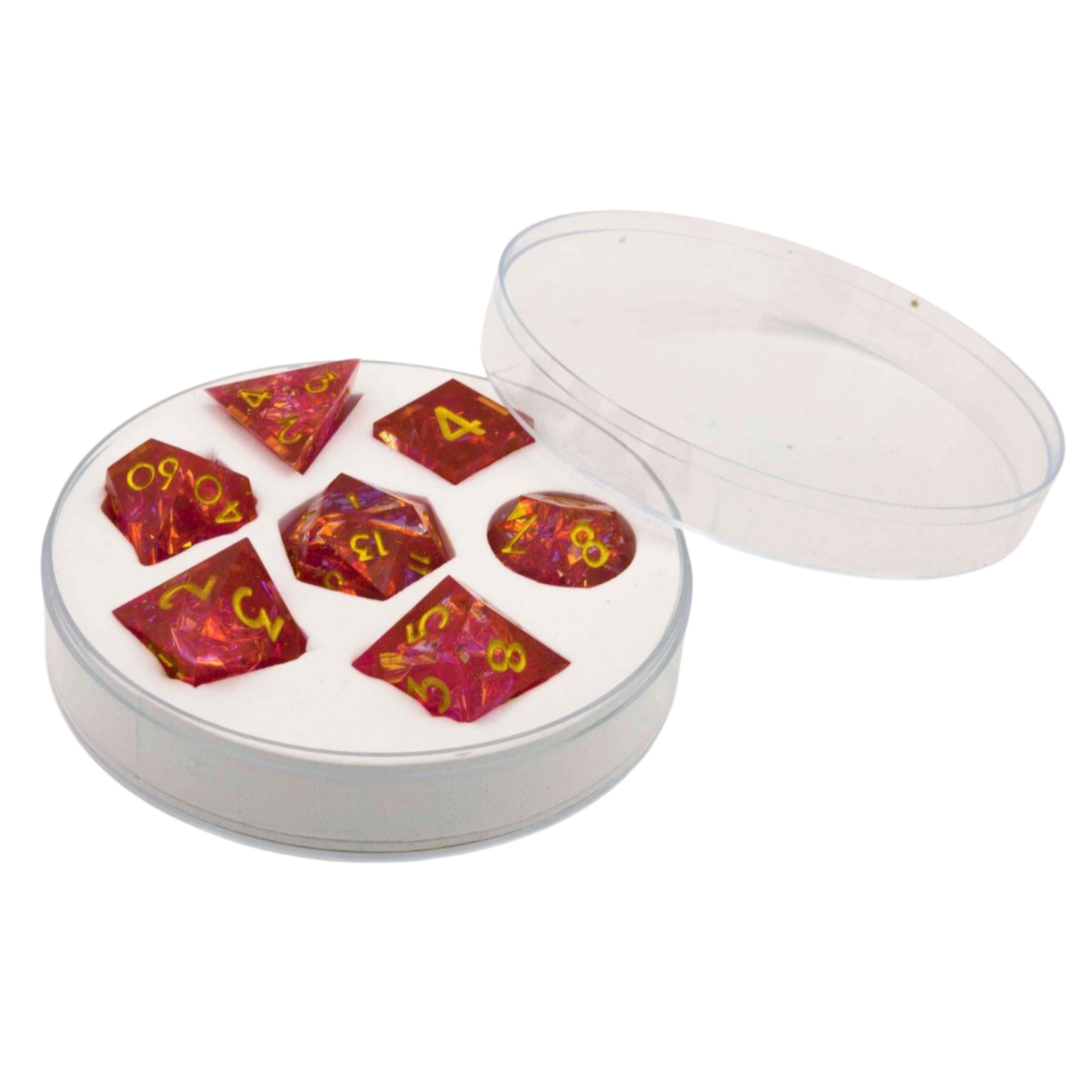Dice set Sharp Edged Dice-Red transparent