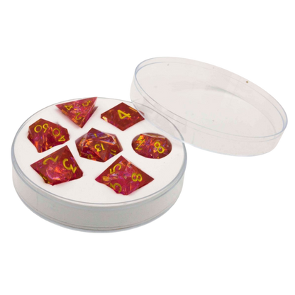 Dice set Sharp Edged Dice-Red transparent