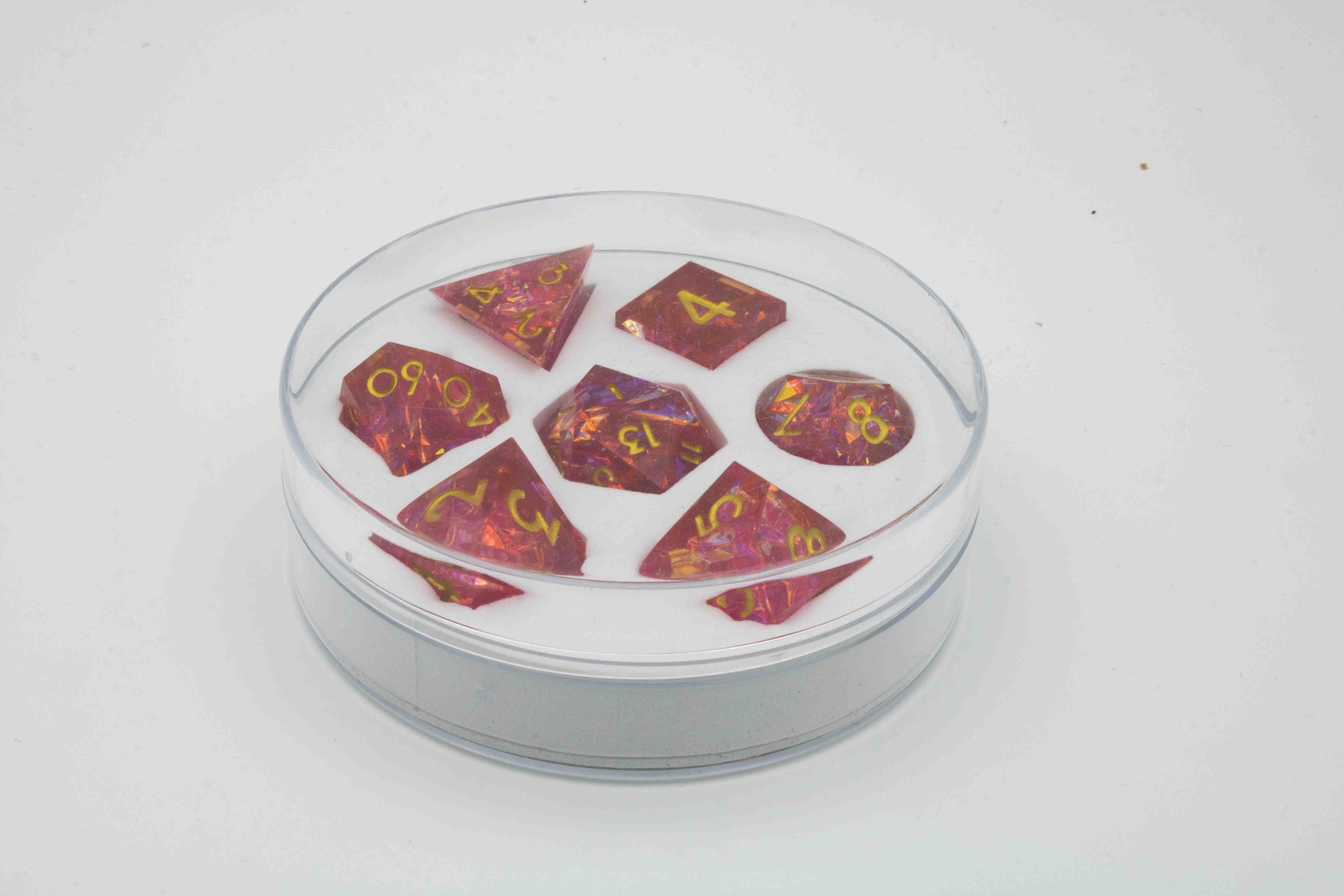 Dice set Sharp Edged Dice-Red transparent