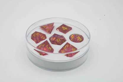 Dice set Sharp Edged Dice-Red transparent