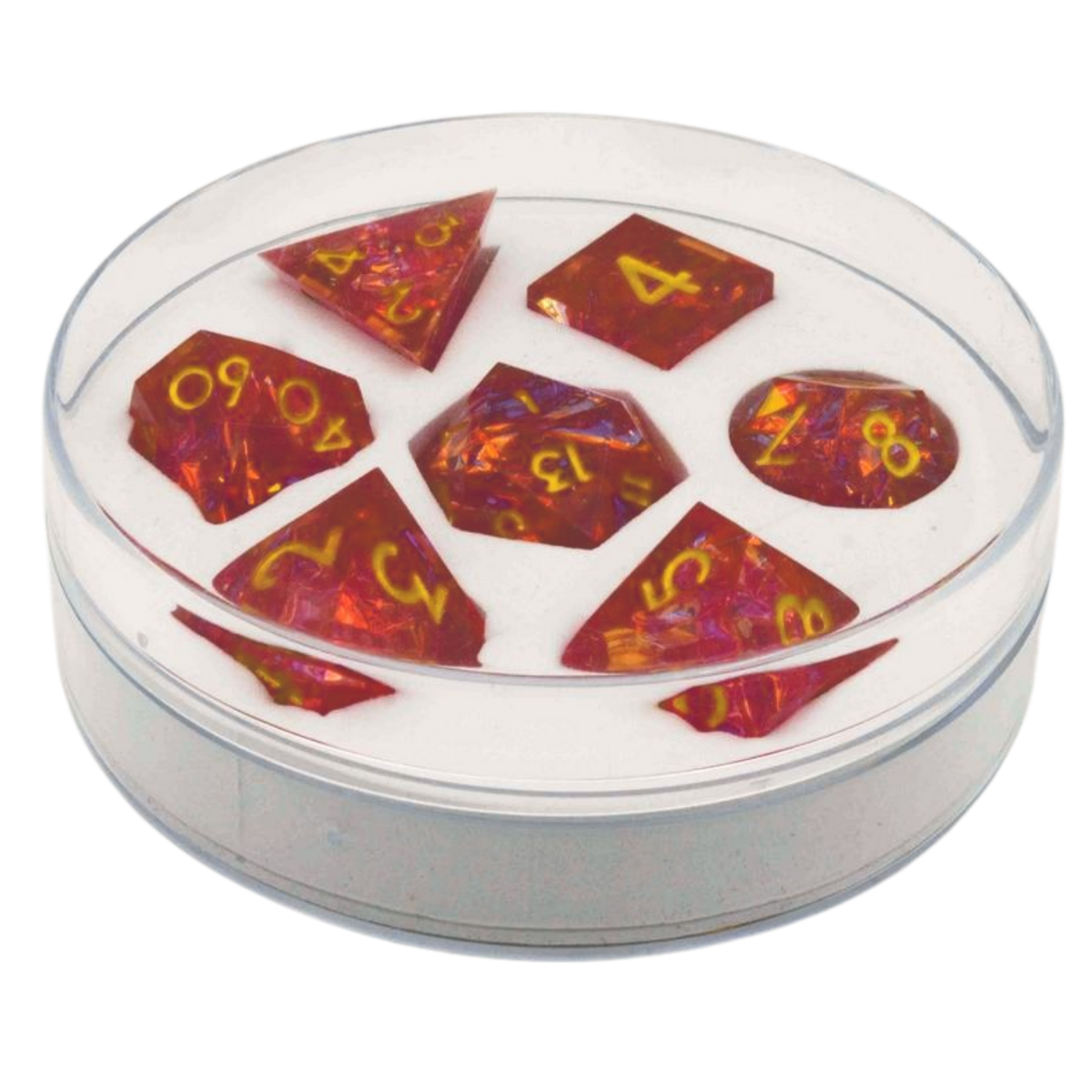 Dice set Sharp Edged Dice-Red transparent