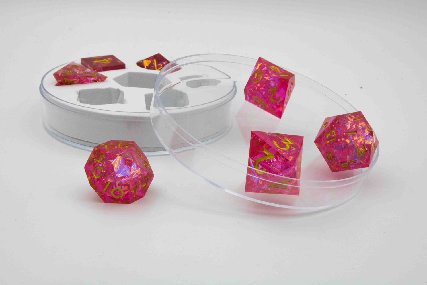 Dice set Sharp Edged Dice-Red transparent