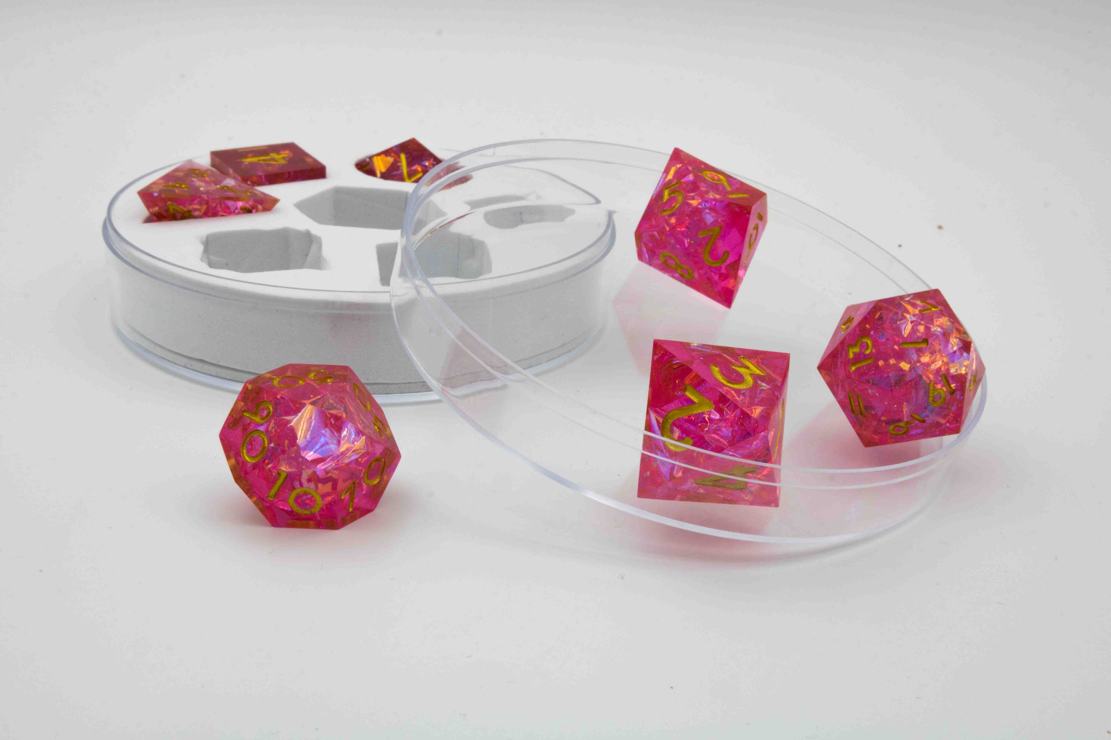 Dice set Sharp Edged Dice-Red transparent