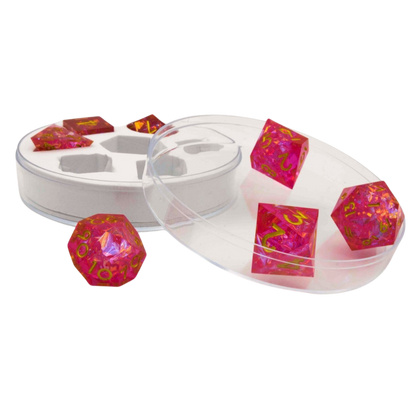 Dice set Sharp Edged Dice-Red transparent