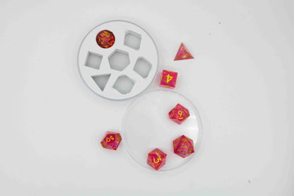 Dice set Sharp Edged Dice-Red transparent