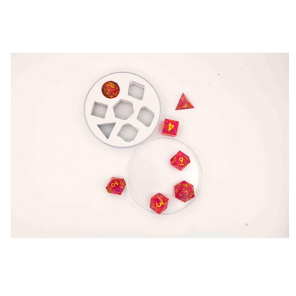 Dice set Sharp Edged Dice-Red transparent