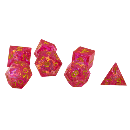 Dice set Sharp Edged Dice-Red transparent
