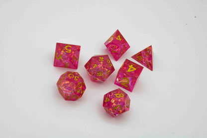 Dice set Sharp Edged Dice-Red transparent
