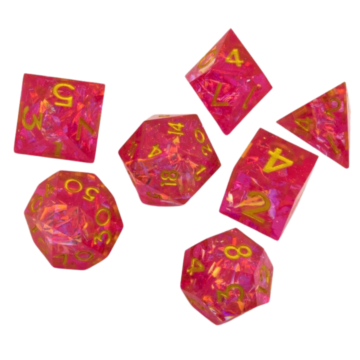 Dice set Sharp Edged Dice-Red transparent