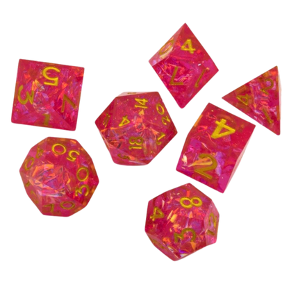 Dice set Sharp Edged Dice-Red transparent