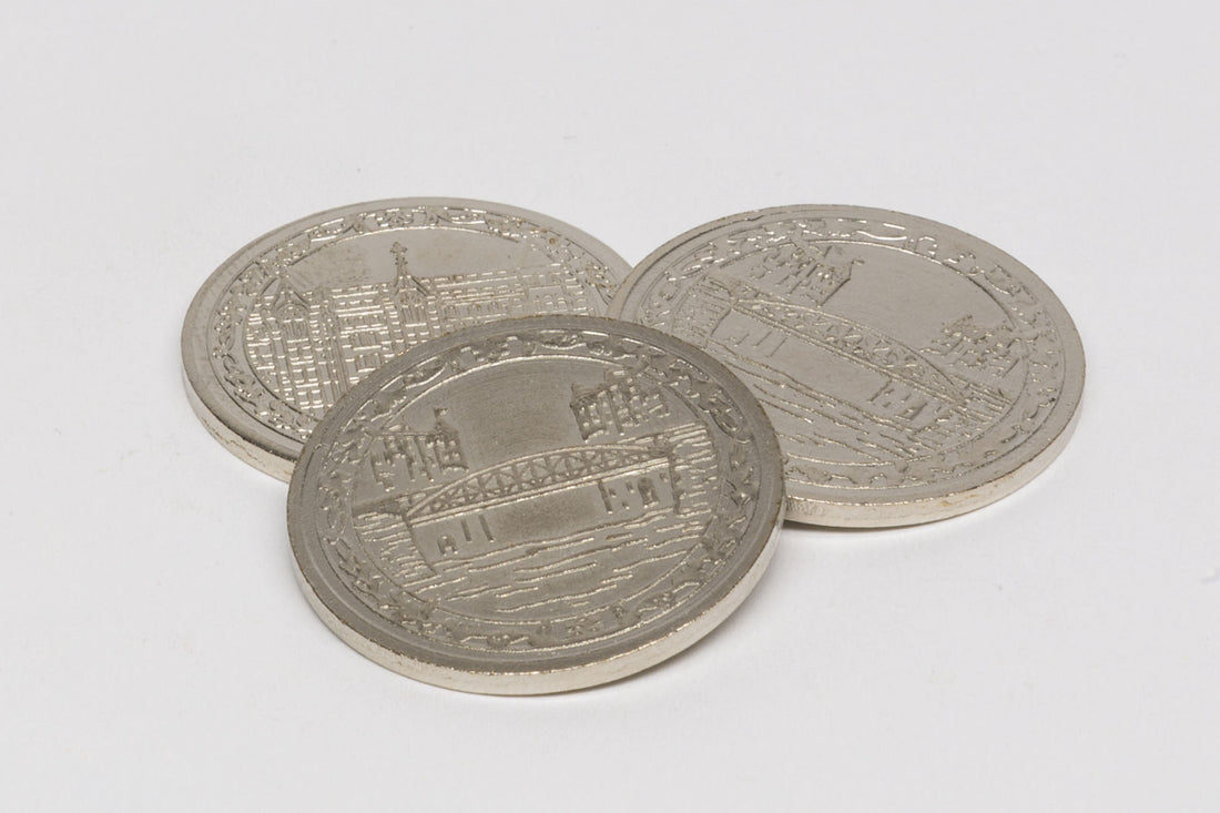 Metal coins from the game Speicherstadt