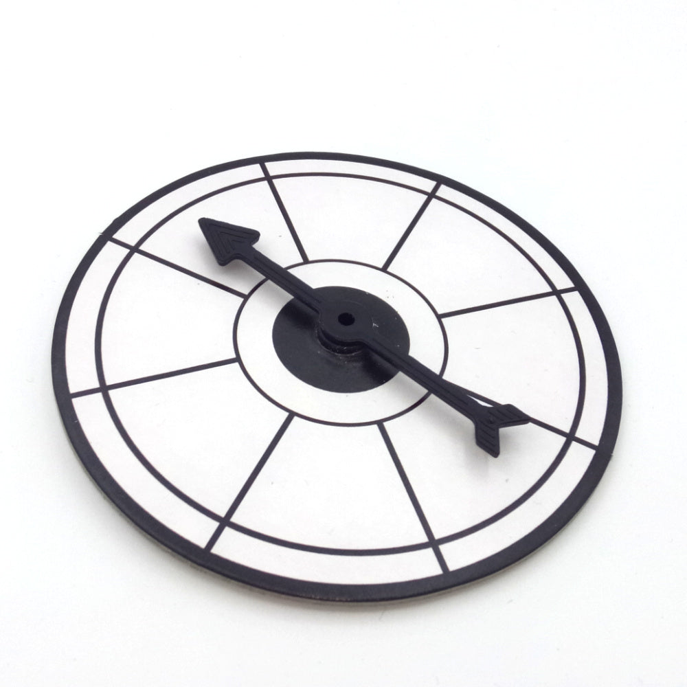 Disc with compartments for spinning arrows