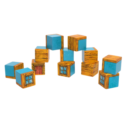 Set Würfel aus Kunststoff mit Aufdruck