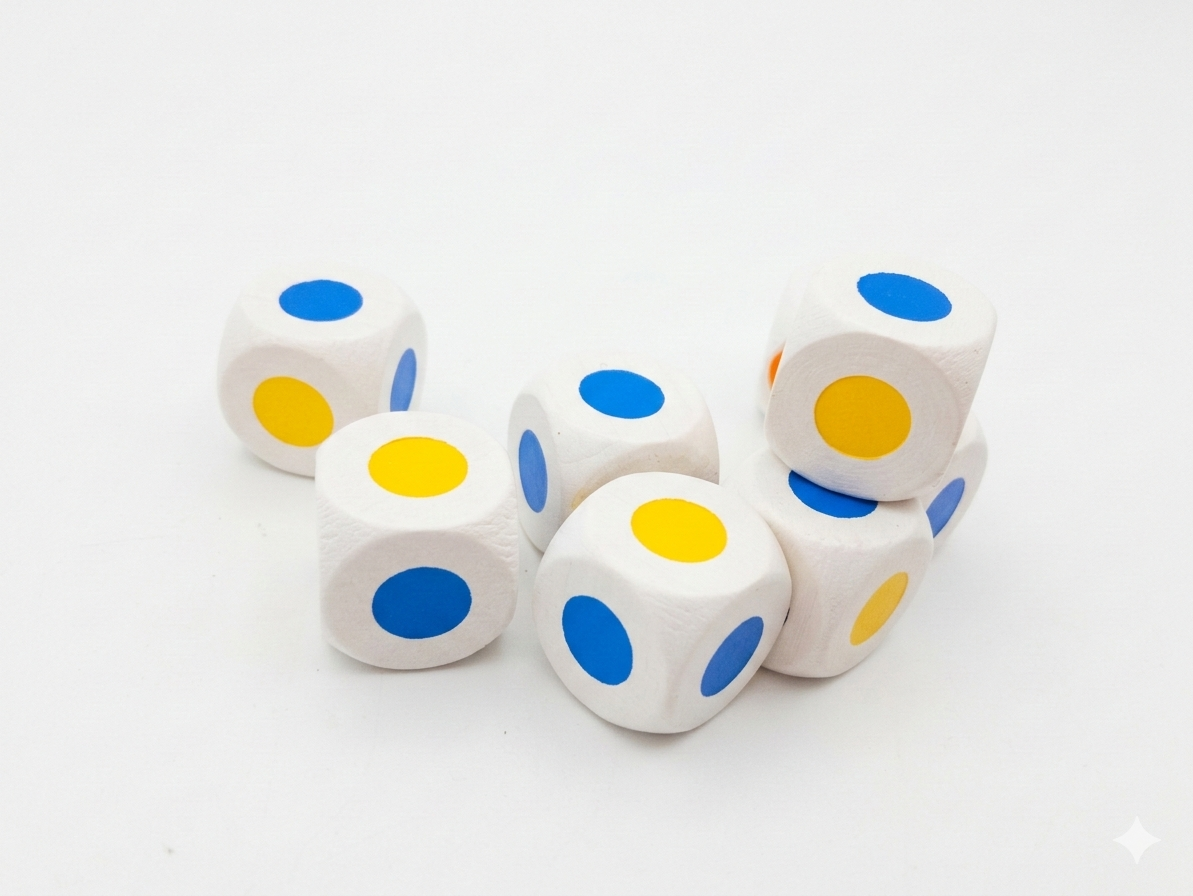 Color dice blue yellow