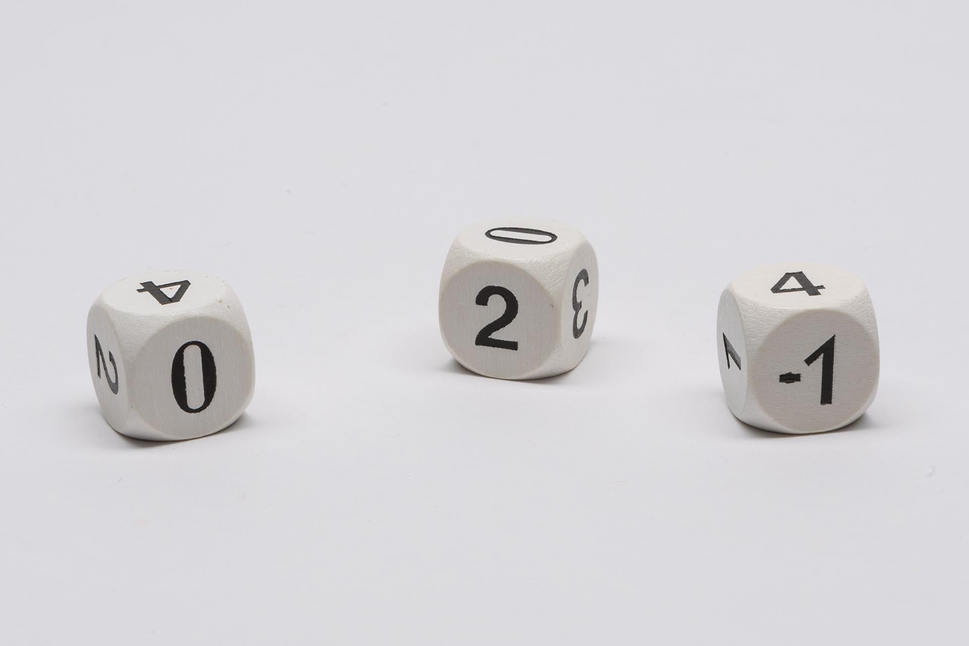 Würfel -1 / 0 / 1 / 2 / 3 / 4