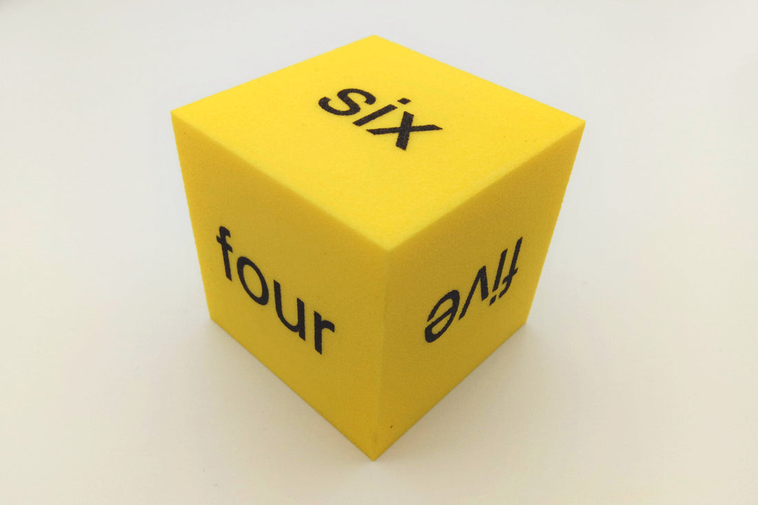 Foam dice word numbers