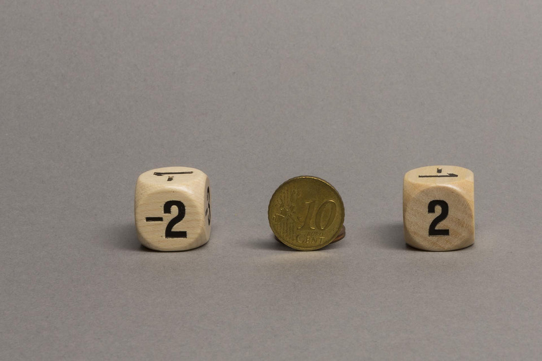 Zahlenwürfel 18 mm mit Werten -3 bis +3