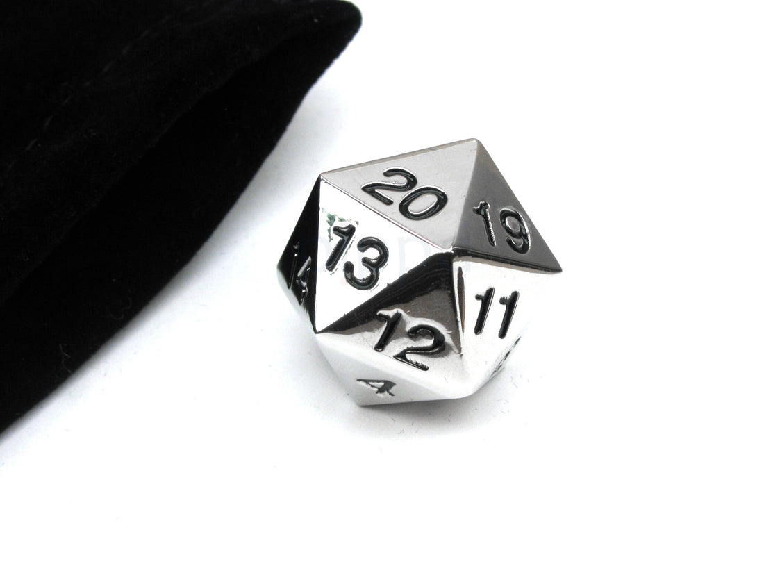 Countdown Metallwürfel 22mm D20 mit Beutel