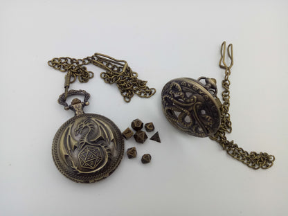Metal dice set in metal box