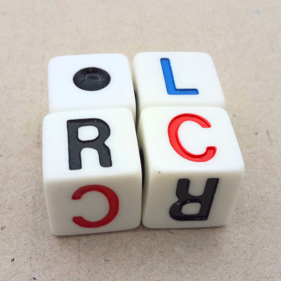 Letter cube LCR (Left Center Right) - Direction cube
