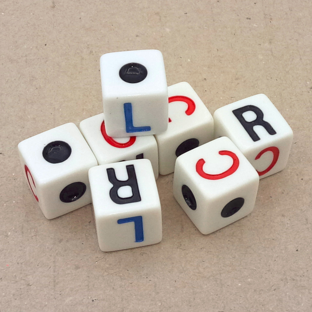 Buchstabenwürfel LCR (Left Center Right) - Richtungswürfel