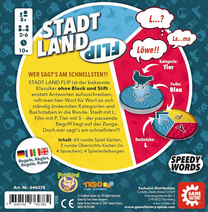 Stadt Land Flip, das superschnelle Wortspiel (DEU) - used, condition A