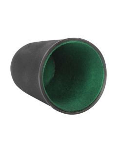 Dice cup made of plastic with green felt
