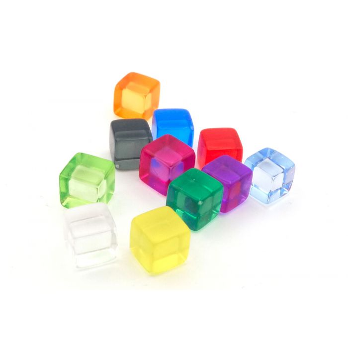 Transparent plastic cubes 10 mm